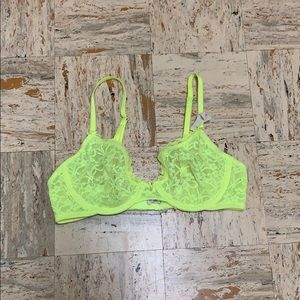 Highlighter yellow lace bralette